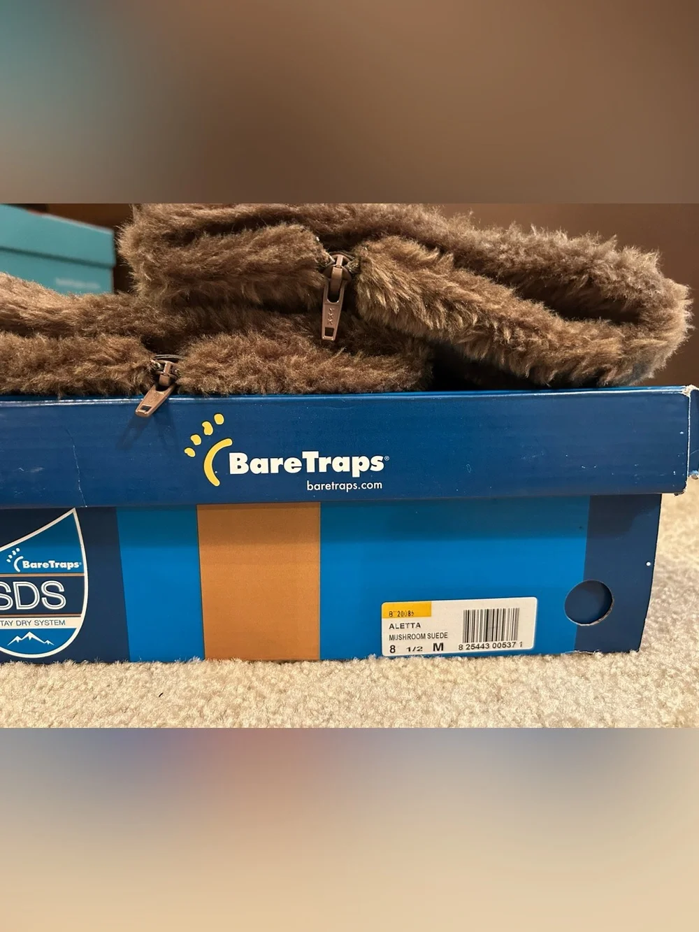 NIB BareTraps Aletta Faux Suede Faux Fur Lined Wedge Tall Boots Women's Size 8.5
